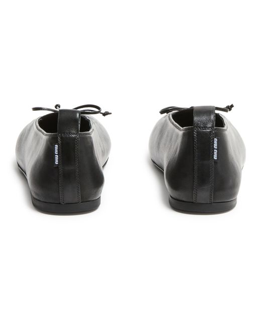 Miu Miu Black Leather Ballet Flats