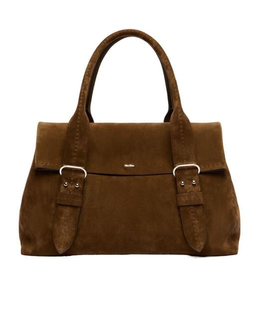 Max Mara Brown Split Leather Archetipo Handbag