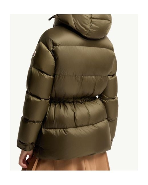 Moncler Green Sesie Hooded Mid-Length Down Jacket