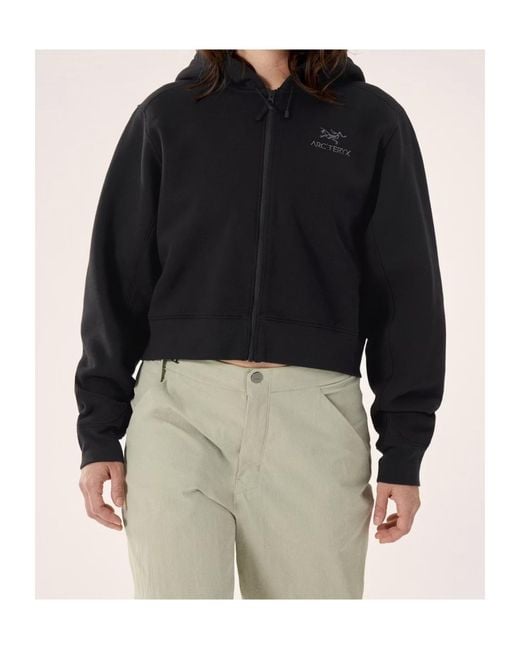Arc'teryx Black Emblem Fleece Full Zip Crop Hoody