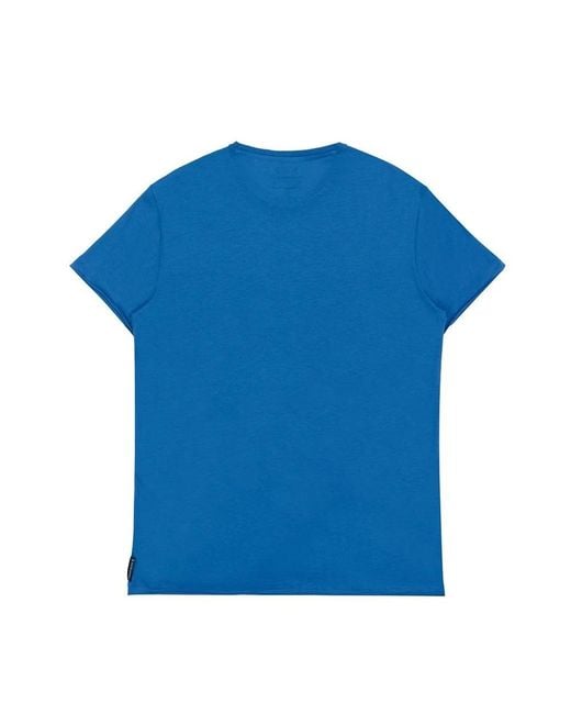 Armani Jeans Blue Printed Round-Collar Short-Sleeved T-Shirt for men