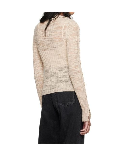 Acne Natural Sheer Ribbed Turtleneck Pullover