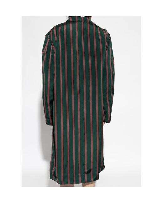 Dries Van Noten Green Striped Coat for men