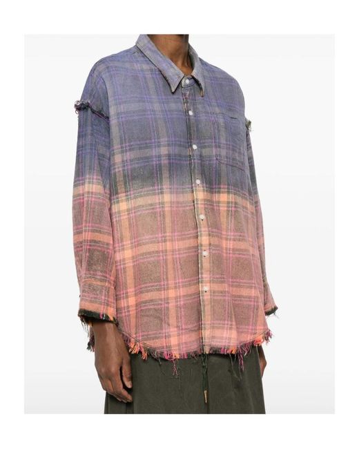 R13 Multicolor Reversible Shredded Seam Drop Neck Shirt