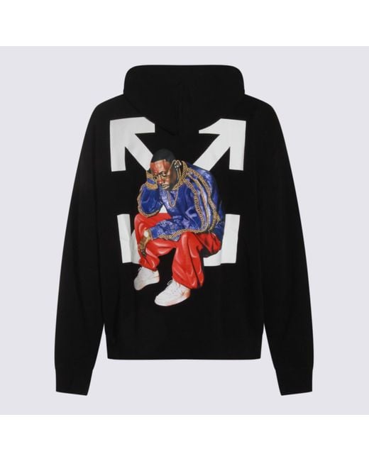 Off-White c/o Virgil Abloh Black Logo Printed Drawstring Hoodie for men