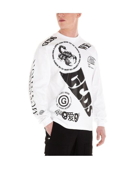Gcds White Graphic Long-Sleeve T-Shirt for men