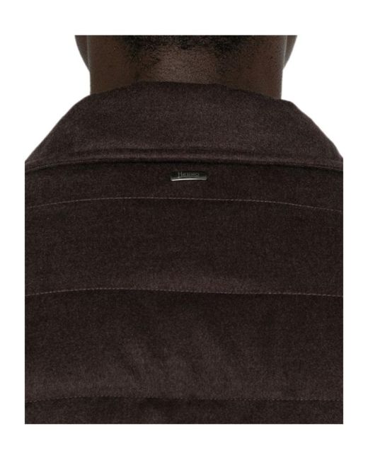 Herno Brown Quilted Zip-Up Padded Jacket for men