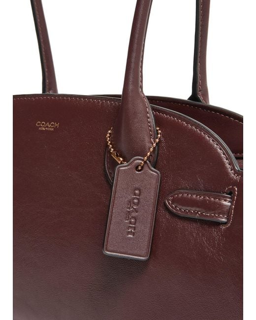 COACH Brown Empire Carryall 34 Glazed Leather Shoulder Bag