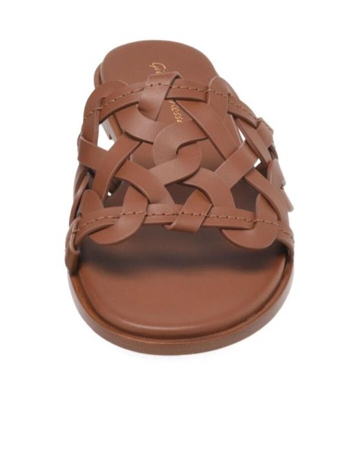 Gianvito Rossi Brown Amalfi Interwoven Round Toe Sandals