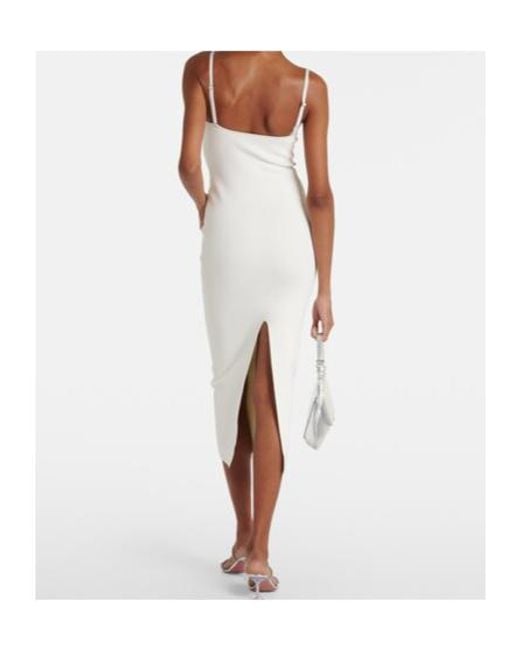 Galvan White Sculpted Spiral Midi Dress