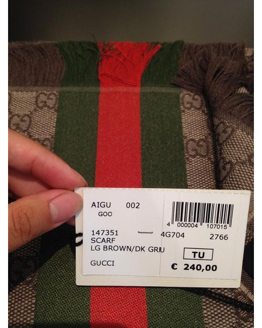 Gucci Brown Gg Jacquard Knit Scarf With Web And Fringe for men