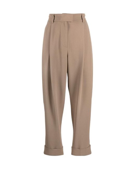 Brunello Cucinelli Natural Cropped Tailored Trousers