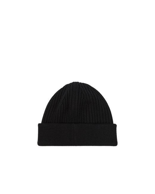 Loewe Black Logo Embroidered Ribbed-Knit Beanie for men
