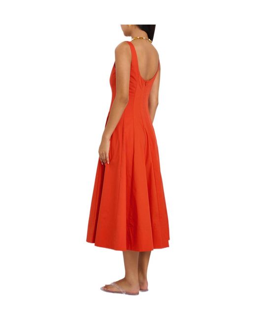 Staud Red Stretch-Cotton Midi Dress