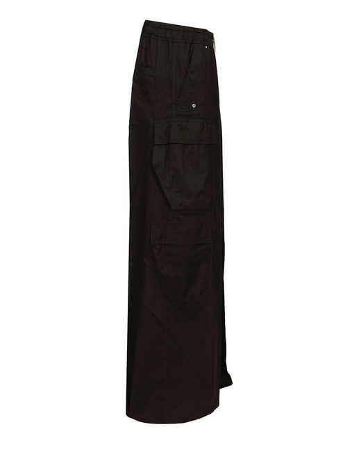 Rick Owens Black Zip Detailed Drawstring Trousers for men