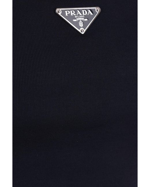 Prada Blue Logo Plaque Sleeveless Tank Top