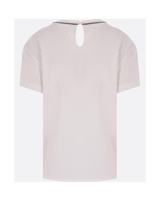 Brunello Cucinelli White Monili Embroidered Crewneck T-Shirt