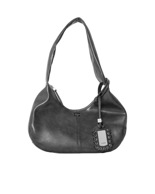 Ganni Gray Logo Shoulder Bag