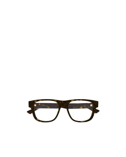 Gucci White Eyewear Rectangle Frame Glasses for men