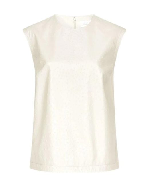Loulou de Saison White Fiza Ostrich-Effect Zip Top