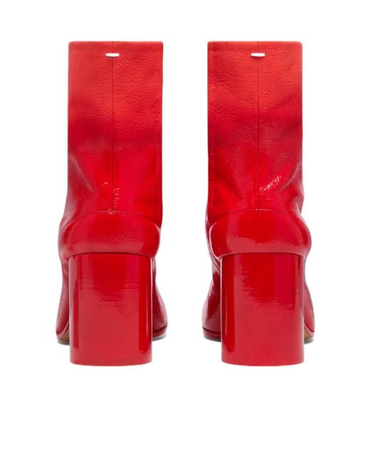 Maison Margiela Red Block Heel Tabi Ankle Boots