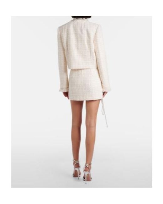 Area White Embellished Tweed Miniskirt