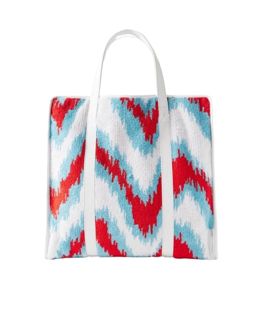 Missoni Red Canvas-Trimmed Terry-Jacquard Tote
