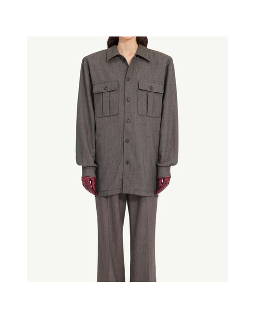 MM6 by Maison Margiela Gray Tweed Shirt Dress