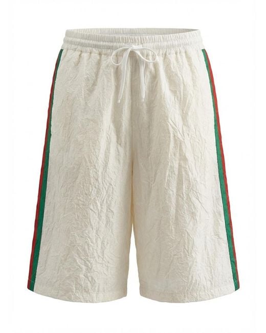 Gucci Natural Stripe Detail Nylon Shorts