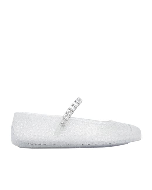 Jimmy Choo White The Jelly Embellished Ballerina Flats