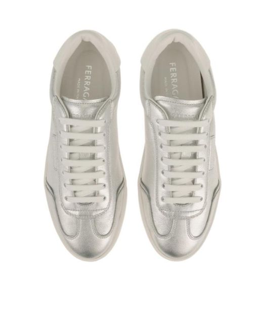 Ferragamo Gray Ferragamo Logo Tag Low-Top Sneakers