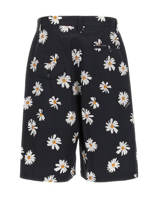 Moschino Blue Floral Printed Knee-Length Shorts for men
