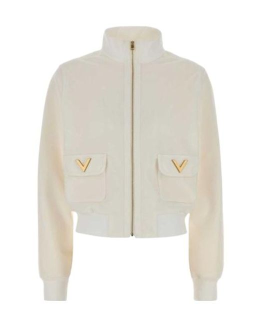 Valentino White Zip-Up High Neck Sweatshirt
