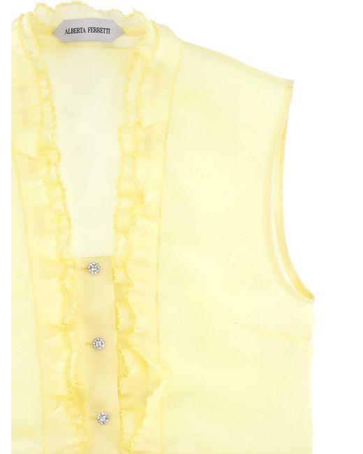 Alberta Ferretti Yellow Ruffled Shirt