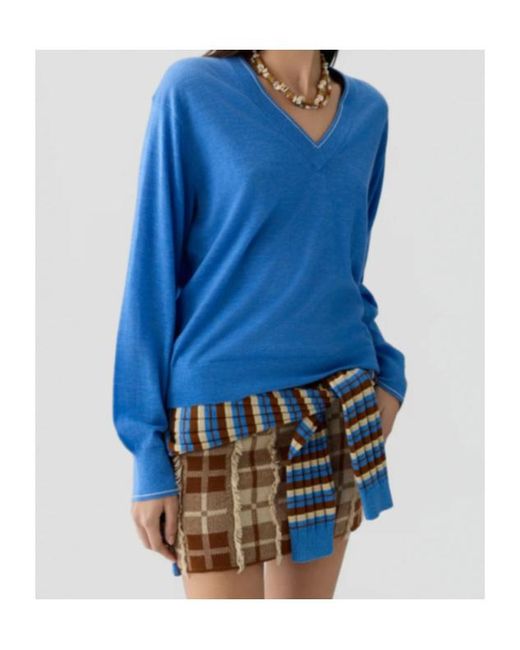 Guest In Residence Blue V-Neck Pullover Sweater