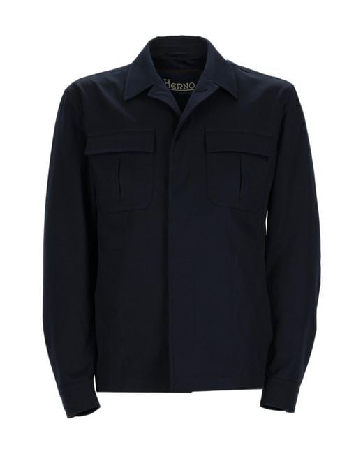 Herno Blue Flap-Pocket Shirt Jacket for men