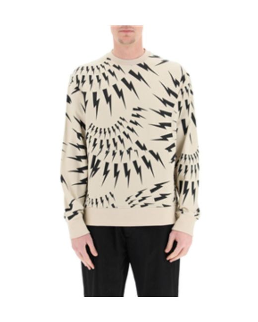 Neil Barrett Natural Thunderbolt-Print Cotton Sweatshirt for men