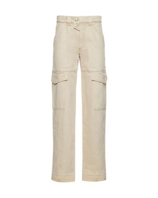 Isabel Marant Natural Vayoneo Cotton Denim Cargo Jeans