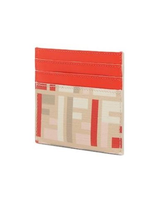 Fendi Red Roma Ff Motif Card Case
