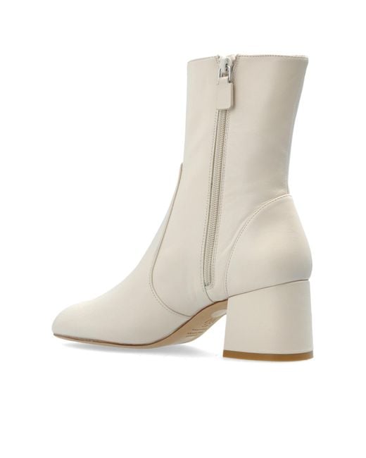 Stuart Weitzman White Heeled Ankle Boots "Essentialist"