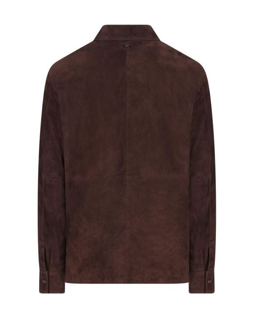 Herno Brown Long-Sleeved Zipped Jacket for men