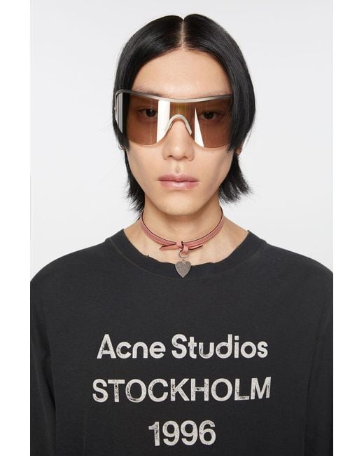 Acne White Musubi Heart-Charm Necklace