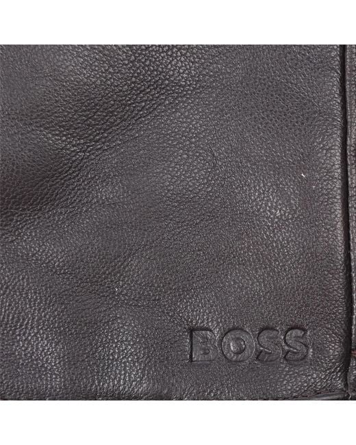 Boss Gray Gioli Leather Gloves for men