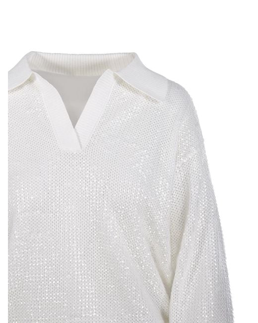 P.A.R.O.S.H. White V-Neck Knitted Sweater