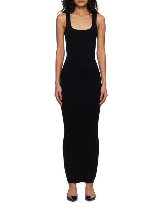 Entire studios Black Square Neck Midi Dress