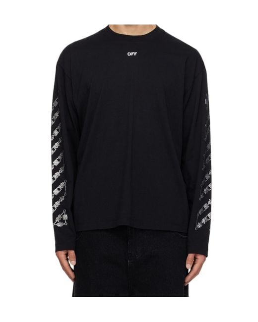 Off-White c/o Virgil Abloh Black Chain Araldic Arrow Long Sleeve T-Shirt for men