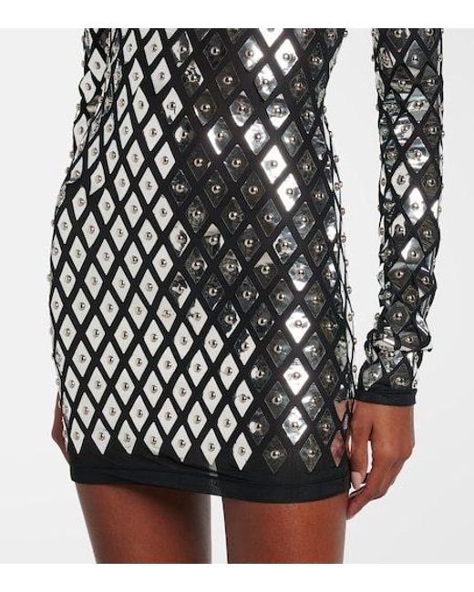 Rabanne Black Studded Jersey Minidress