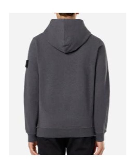 Stone Island Gray Compass Patch Drawstring Hoodie for men