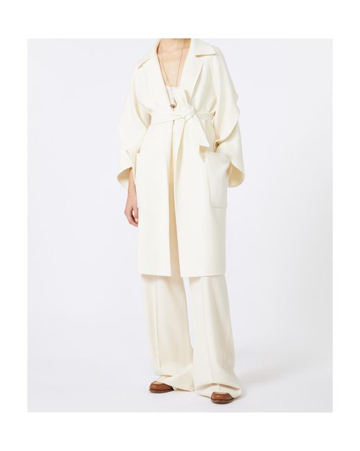 Max Mara White Wool And Cashmere Cloth Coat