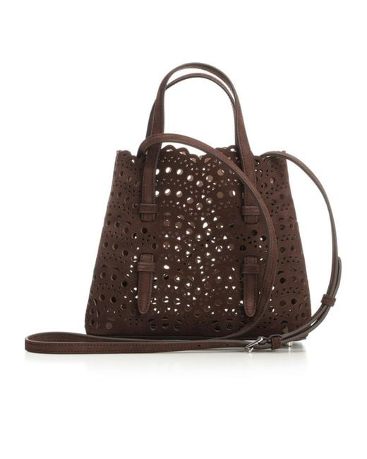 Alaïa Brown Alaïa Mina 20 Cut-Out Top Handle Bag